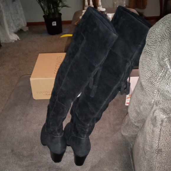 Black Suede Over the Knee Boots Size 6.5 - Picture 5 of 11